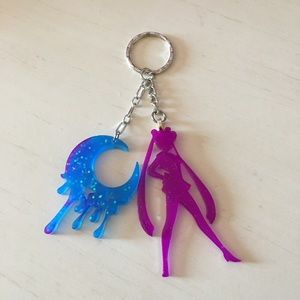 Sailor Moon with Drippy Moon Keychain